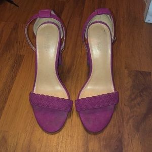 Magenta block heels